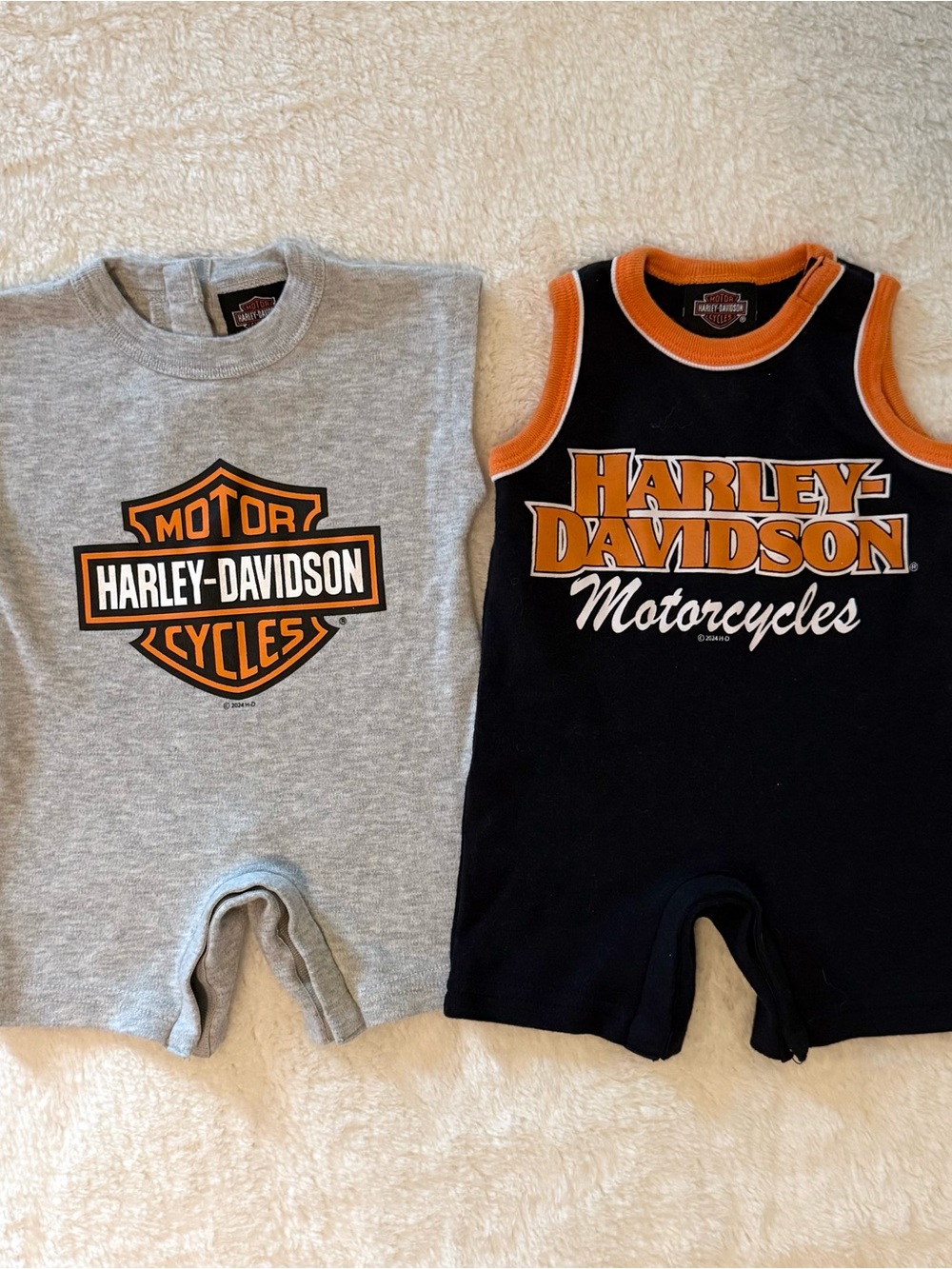 Harley-Davidson Kids 2-Pack Logo Rompers - Black & Gray with Orange Accents